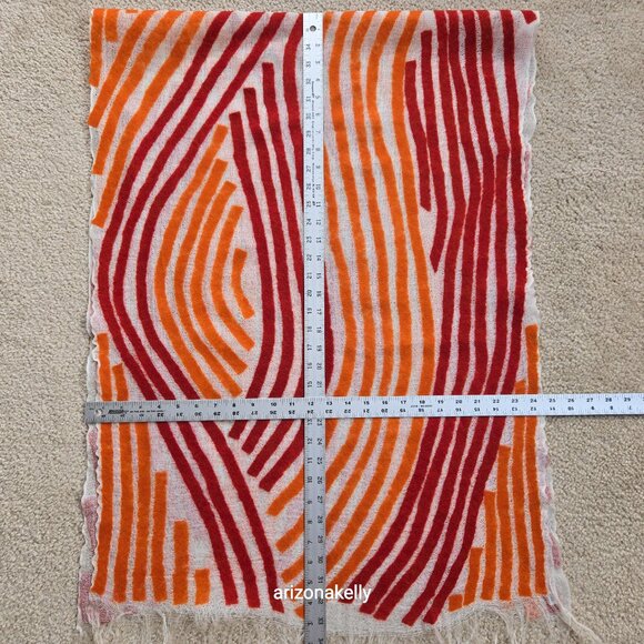 NWOT Zoe Woven Scarf with Vibrant Wool Stripes Red & Orange - Picture 3 of 16